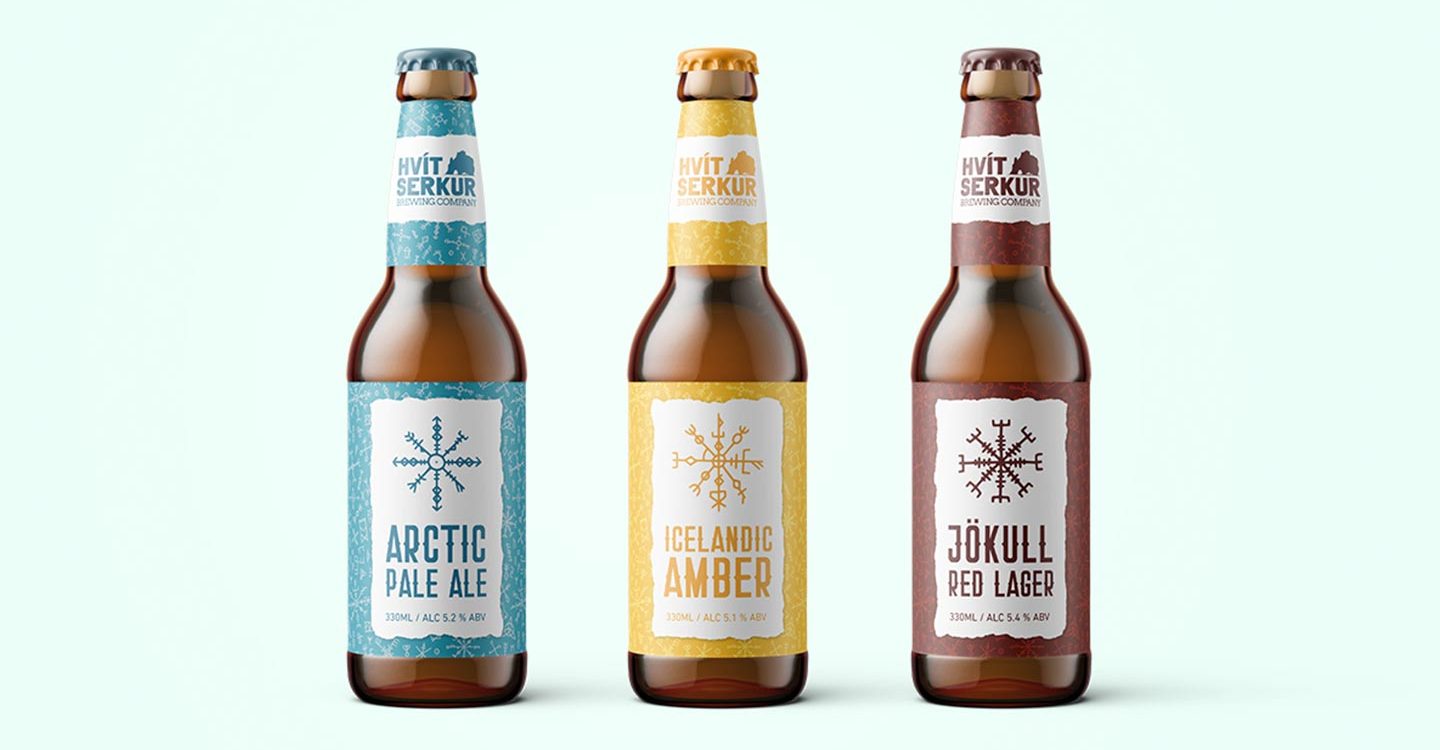 Three icelandic beer bottles
