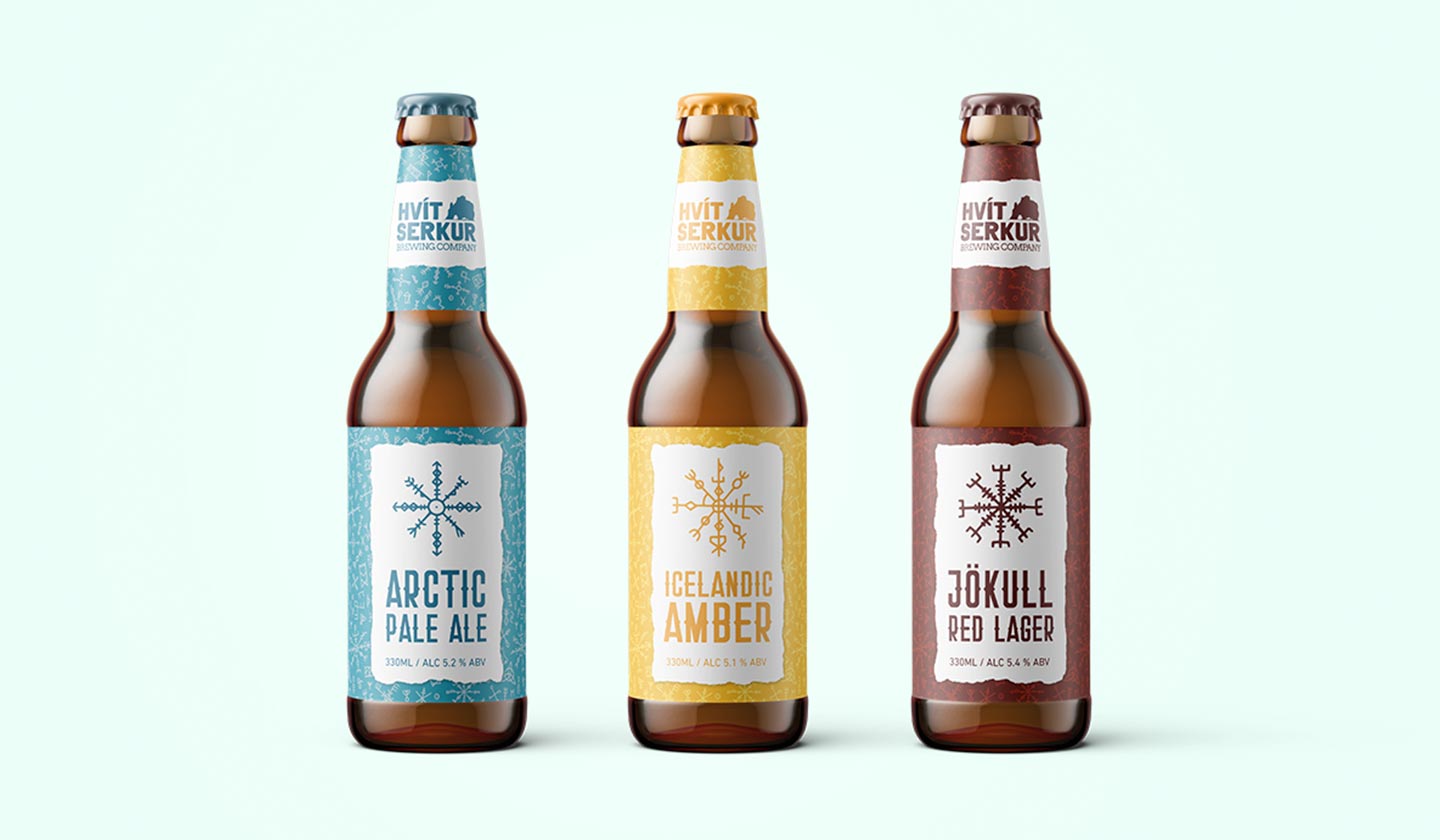 Three icelandic beer bottles